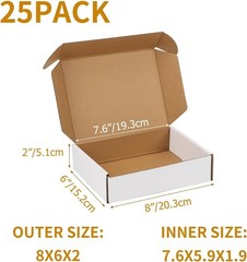 Versatile 8x6x2 Shipping Boxes – White Cardboard Gift & Mailer Packaging