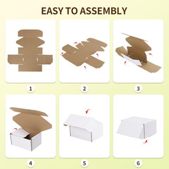 6X4X3 Shipping Boxes Set of 30, 6X4X3 White Corrugated Cardboard Box