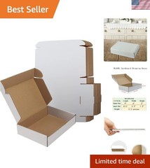 25 Count White Shipping Boxes Set – 9x6x2 Inches for Safe Small Business Packing