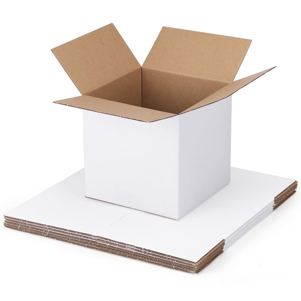 Shipping Boxes 6x6x6 Set Of 6, White Corrugated Cardboard Box For Mailing