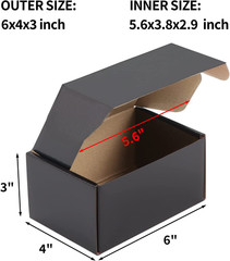 25 Pack 6X4X3 Shipping Boxes for Small Business, Black Packaging Cardboard Boxes