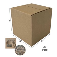 UOFFICE 25 Corrugated Boxes 8 x 8 x 8″ Cube – Shipping Mailing Box Cartons