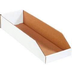 BBINMT824 Open Top Bin Boxes, 8″ x 24″ x 4 1/2″, Oyster White (Pack of 50)