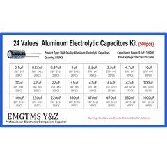 500pcs 24-Value Electrolytic Capacitor Assortment Kit 0.1uF-1000uF | 10V 16V …