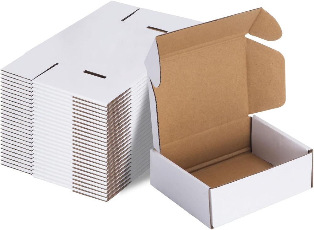6x4x2 Inches Shipping Boxes Pack of 25 White Small Corrugated Cardboard Box f…
