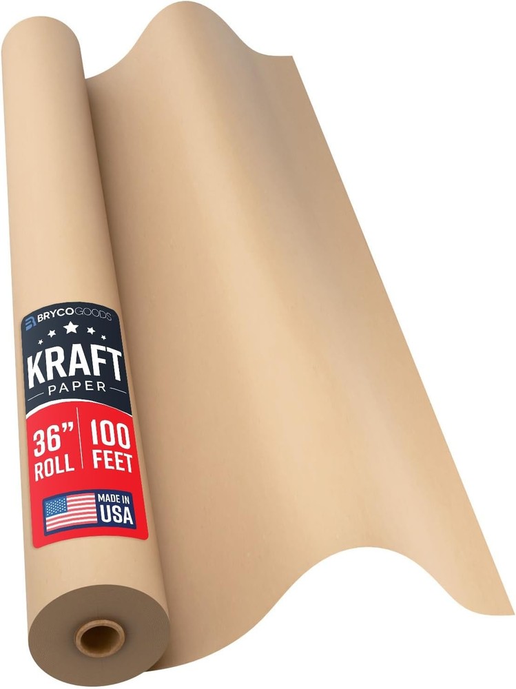 Brown Kraft Paper Roll 36″ x 1200″ 100 ft Made in USA Ideal Gift Wrapping