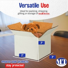 MT Products White Corrugated Cardboard Shipping Boxes 7″ x 7″ x 7″ – Pack of 10