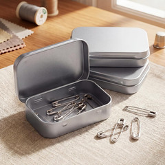 Hotop 3 Pack Metal Rectangular Empty Hinged Tins 3.75 X 2.45 X 0.8 Inch Box Cont
