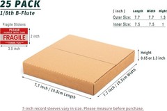 45 RPM 7-inch Record Mailers, 7.5×7.5×1 Inch Mailing Box, 25 Pack | for Standard