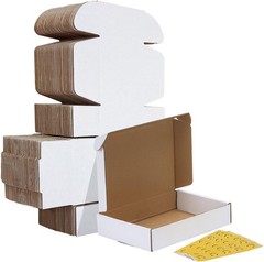 Set of 25 Shipping Boxes 8×5.5×1.6 Inches White Corrugated Cardboard Pack