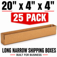 25 Corrugated Shipping Boxes 20x4x4 Kraft Cardboard Packing Mailer Boxes