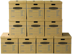 10-Pack Large Classic Moving Boxes with Lids & Reinforced Handles