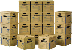 Medium Classic Moving Box, 20-Pack, Reinforced Handles, Tape-Free Assembly, 19 X