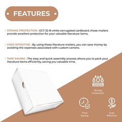 White Literature Mailers 11 1/8 x 8 3/4 x 2 5/16″ ECT-32B 50/Case