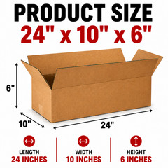 24x10x6 Kraft Cardboard Carton Mailer Shipping Corrugated Packing Box