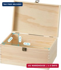 3 Pieces Wooden box 11.6X7.8X6-10.5X6.6X5.2-9.2X5.5X4.3 Inch with Hinged Lids an