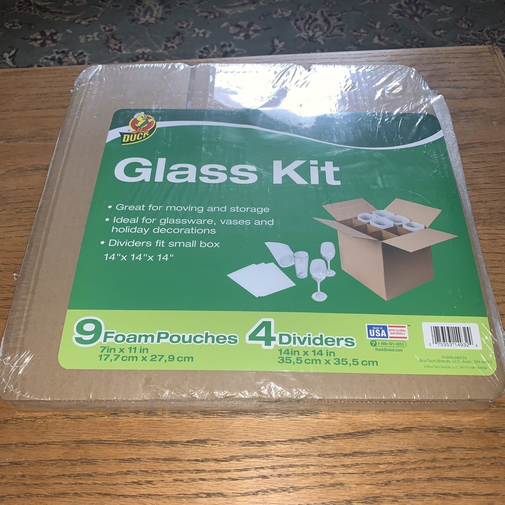 Duck. Glass Moving/Storage Kit. 9 Foam Pouches 4 Dividers. Box Not Included.