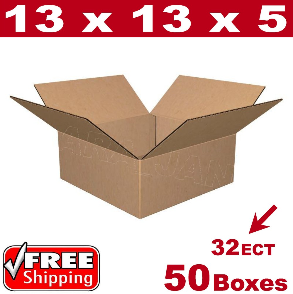 50- 13x13x5 Cardboard Boxes Mailing Packing Shipping Box 32ECT Corrugated Carton
