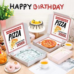 2 Pcs Money Box for Cash Birthday Money Pizza Box Gift 10 x 10 Inch Fun Pizza…