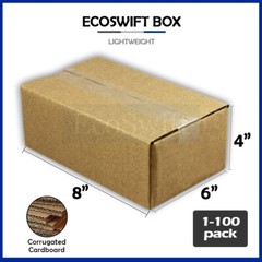 1-100 8x6x4 “EcoSwift” Cardboard Packing Mailing Shipping Corrugated Box Cartons