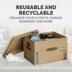 Bankers Box Medium Classic Moving Box 10 Pack, Reinforced Handles, Tape-Free