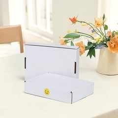 Set of 25 Shipping Boxes 8×5.5×1.6 Inches White Corrugated Cardboard Pack