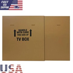 TV Moving Box Adjustable Shipping Box W/ 2 Double Wall Corrugated Sleeves Sturdy