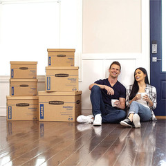 Medium Classic Moving Box, 20-Pack, Reinforced Handles, Tape-Free Assembly, 19 X