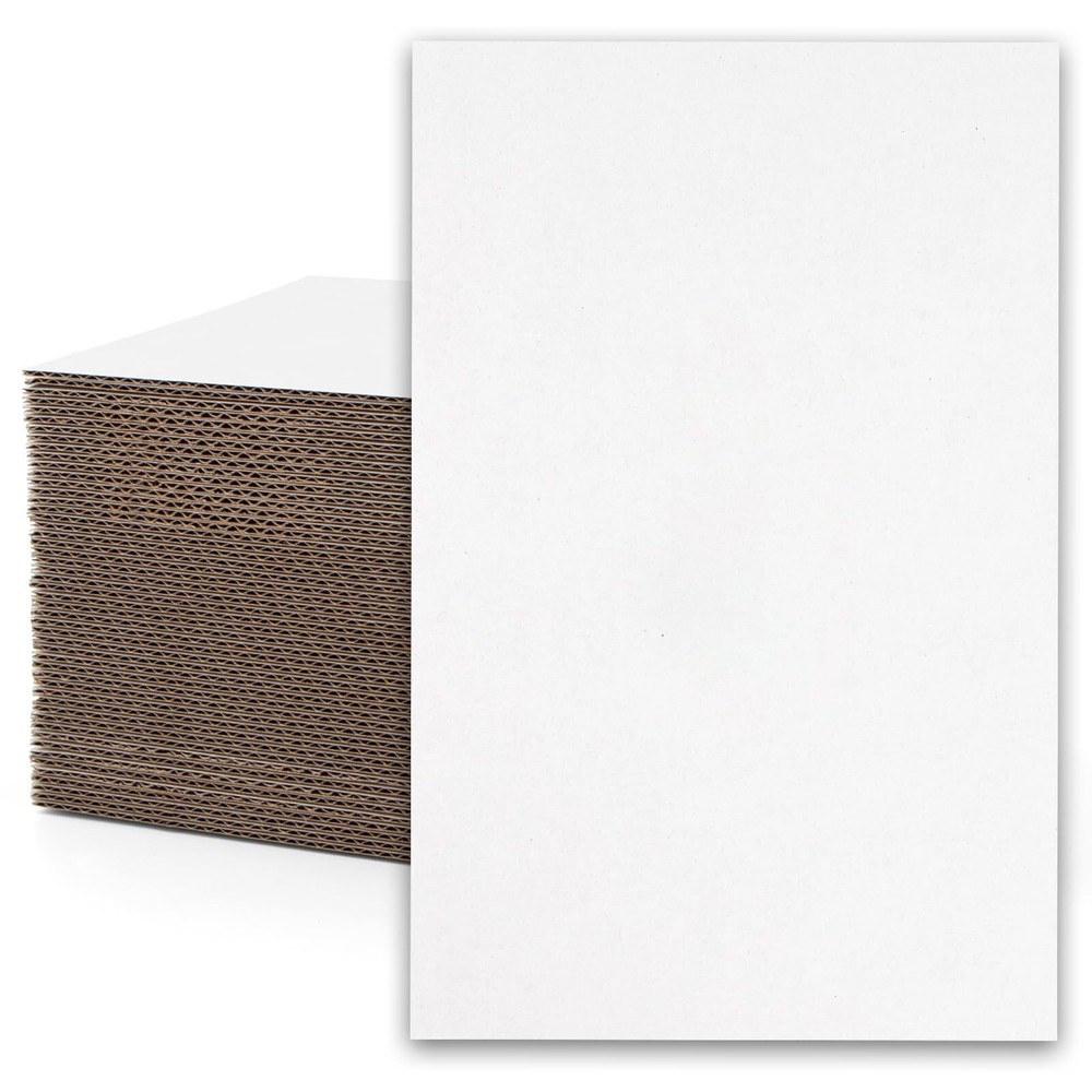 50 Pack 11×17″ Corrugated Cardboard Sheets 1/16″ Thick White One Side