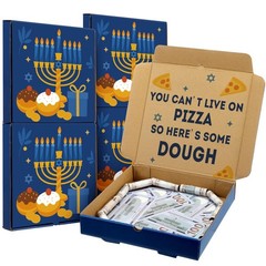 4 PCS Hanukkah Money Pizza Gift Box 10×10 Inch Menorah Chanukah Cash Holder