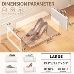 12 Pack Large Stackable Clear Plastic Shoe Storage Boxes Organizer, White | E…
