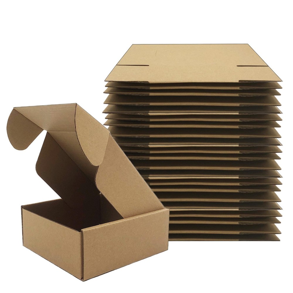 5x5x2 inches Shipping Boxes Set of 25, Brown Corrugated Mailing Cardboard Box…