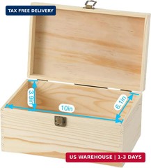 3 Pieces Wooden box 11.6X7.8X6-10.5X6.6X5.2-9.2X5.5X4.3 Inch with Hinged Lids an