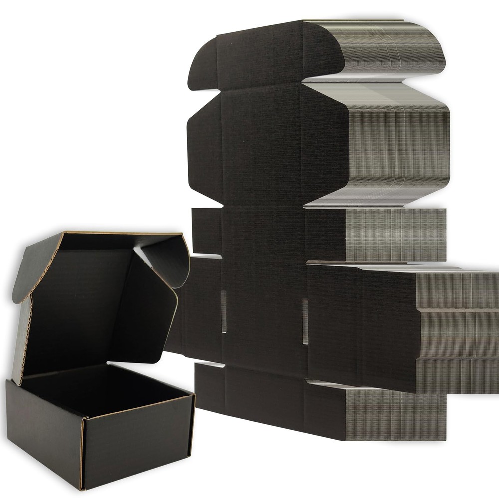 4x4x2 inches Small Shipping Boxes Set of 100 – Black Mailer Corrugated Cardbo…