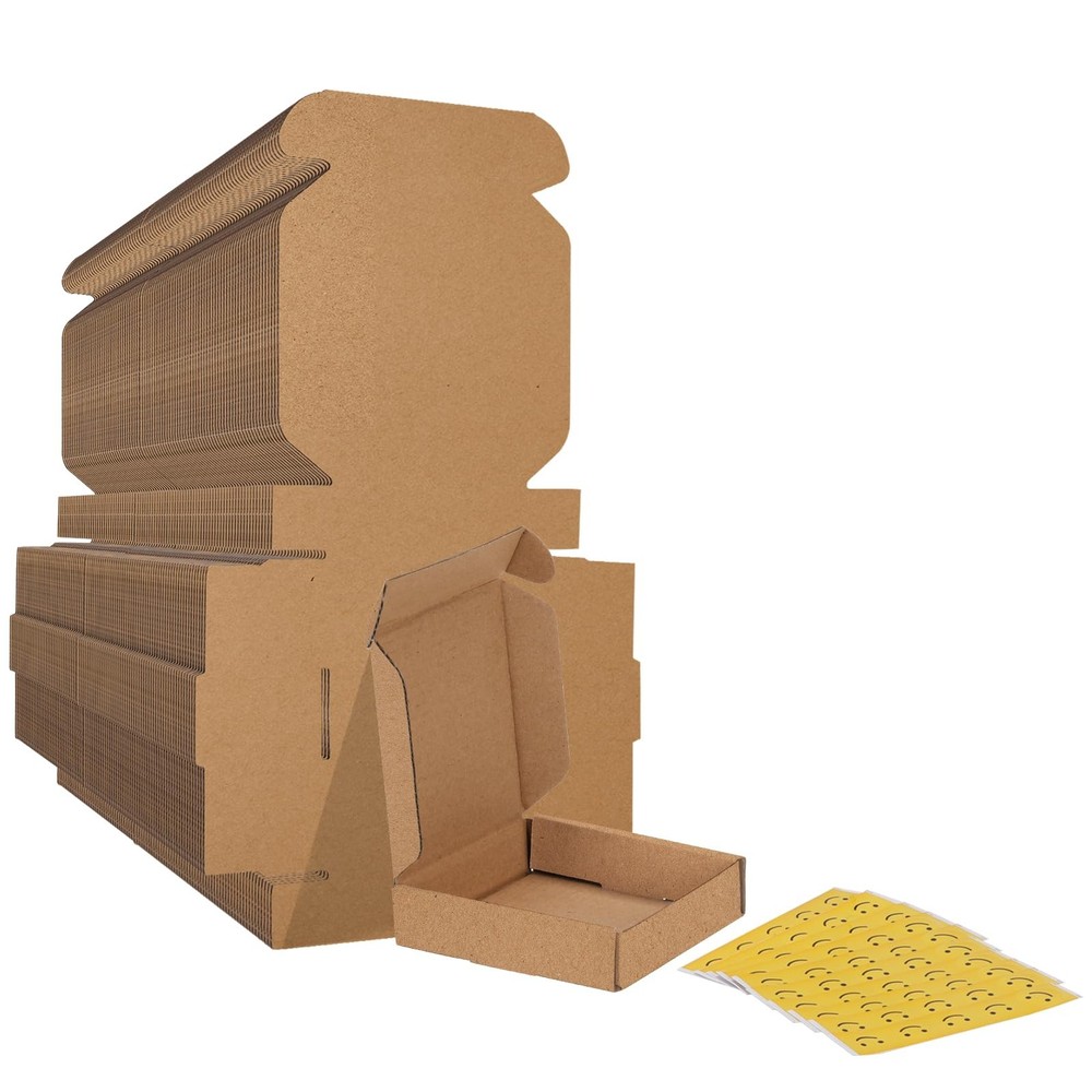 4x4x1 inches Shipping Boxes Set of 100, Brown Corrugated Cardboard Box Litera…