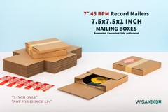 7 Inch 45 RPM Record Mailers (NOT for 12 LPs), 7.5 x 7.5 x 1 Inch Easy-Fold Corr