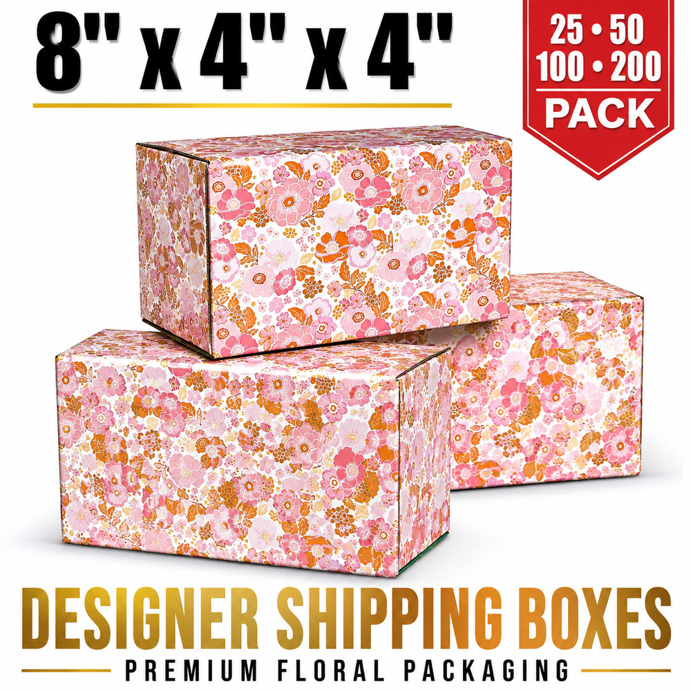 8x4x4 Fall Floral Shipping Boxes Corrugated Gift Mailer Packaging 32 ECT