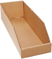 Aviditi Corrugated Cardboard Storage Bins, 6x 18x 4 1/2, Kraft, Pack of 50, for
