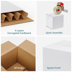 Shipping Boxes 6x6x6 Set Of 6, White Corrugated Cardboard Box For Mailing