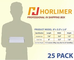 Set of 25 Shipping Boxes 8×5.5×1.6 Inches White Corrugated Cardboard Pack