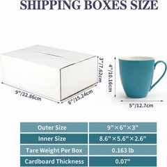 Shipping Boxes 9x6x3 Set of 40, White Corrugated Packaging Boxes, Lightweight…