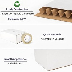 Shipping Boxes 9x6x3 Set of 40, White Corrugated Packaging Boxes, Lightweight…