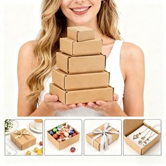 50Pcs Foldable Kraft Boxes Rectangular Boxes Recyclable Cardboard for Packing…