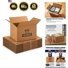 Moving Boxes Medium 18″L x 14″W x 12″H 10-Pack | Corrugated Cardboard Box for…