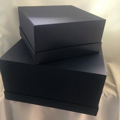 (Set of 4) New in Case- Rigid Navy Blue Luxury Square Storage/Gift Boxes-2 Sizes
