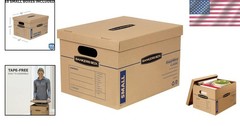 Small Classic Moving Boxes Set – Reinforced Handles, Easy Assembly, 15x12x10