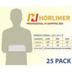 13x10x3 inches Shipping Boxes Set of 25 White Corrugated Cardboard Box Litera