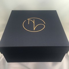 (Set of 4) New in Case- Rigid Navy Blue Luxury Square Storage/Gift Boxes-2 Sizes