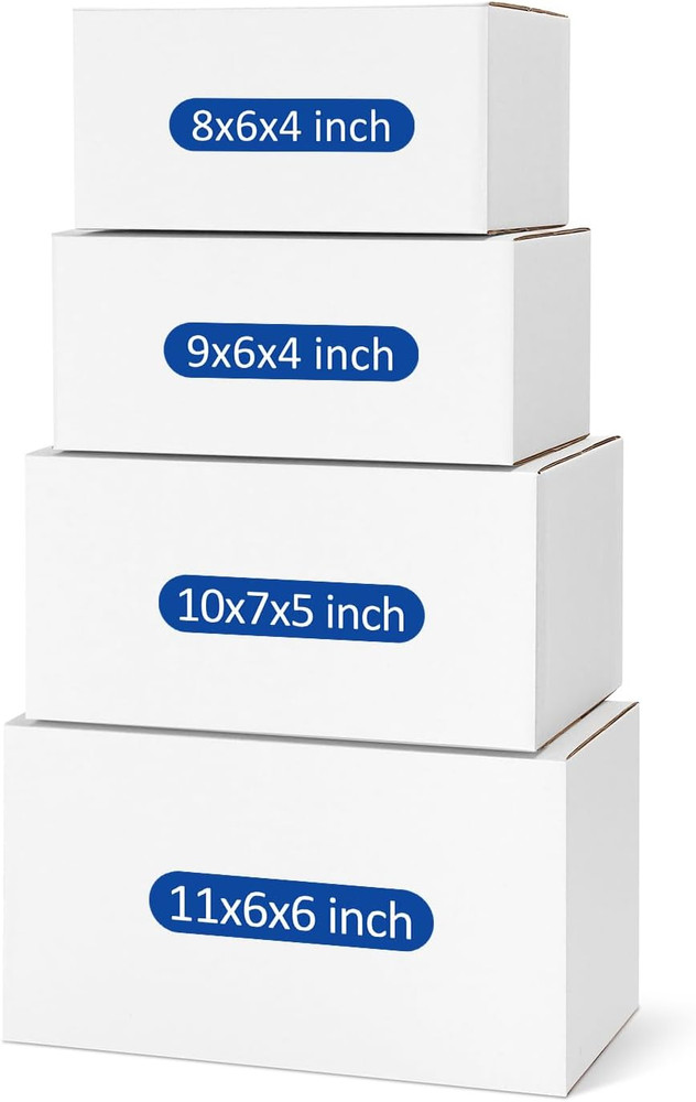 20-Pack Assorted Shipping Boxes: Small White Corrugated Mailers