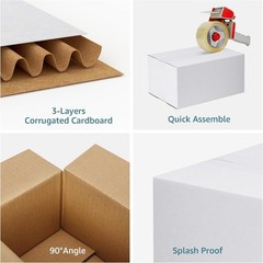 Shipping Boxes 6x6x6/10x7x5 Set Of 6, White Corrugated Cardboard Box For Mailing